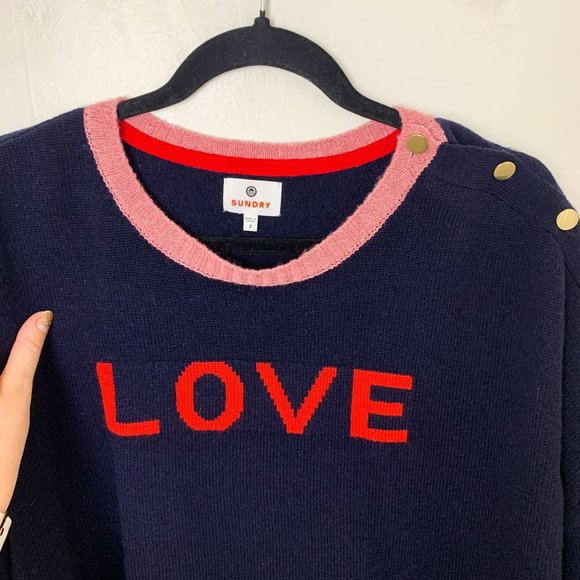 Sundry Anthropologie Love Button Cashmere Sweater Medium (2) - Picture 3 of 7